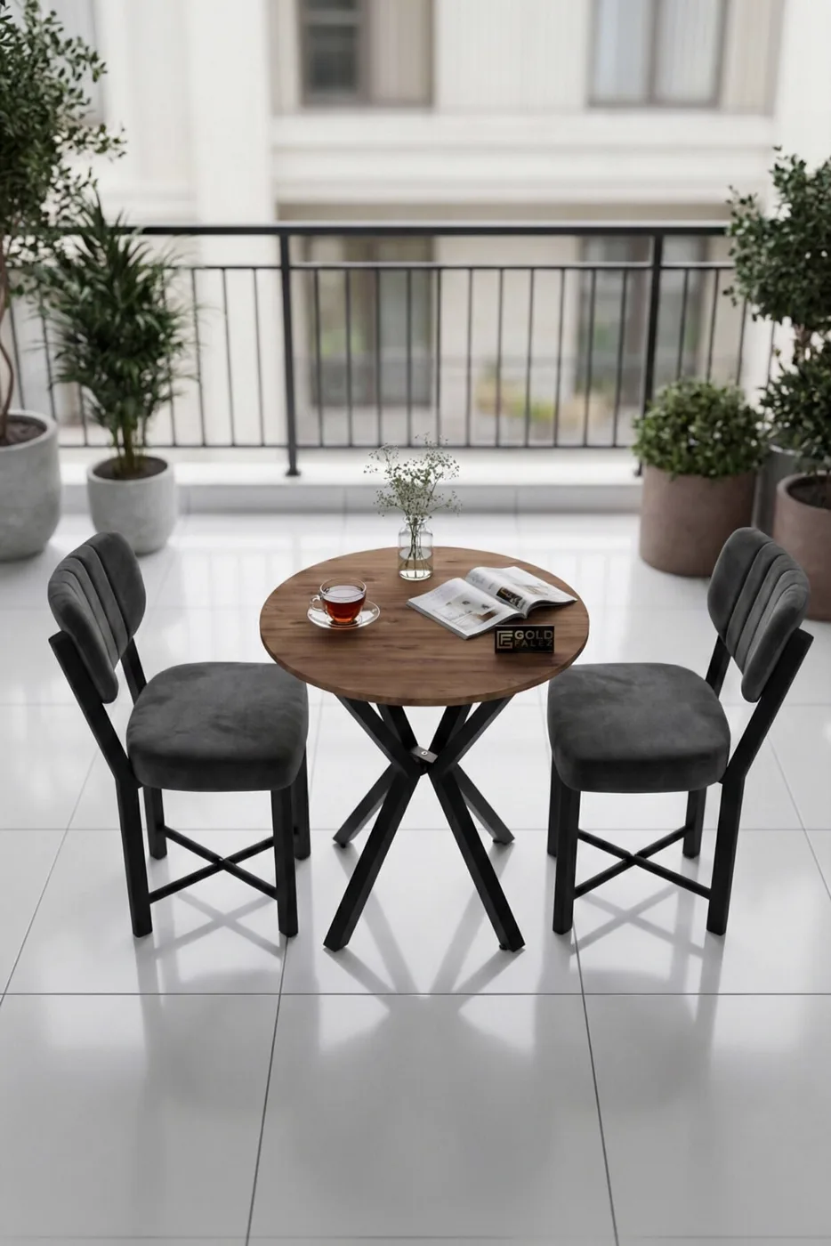 MD Elma Table Set Multi-colour Grey 70 cm