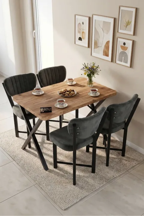 MD Elma Table Set Multi-colour Grey 110x70 cm