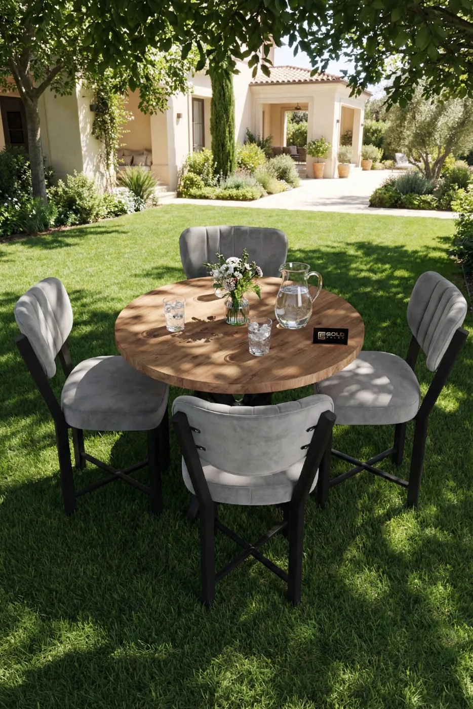 MD Elma Table Set Grey Anthracite 90 cm