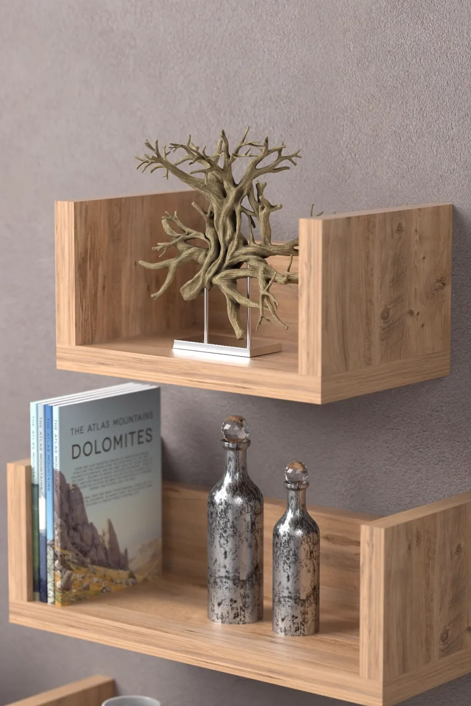 MD U Wall Shelf Walnut 43 cm