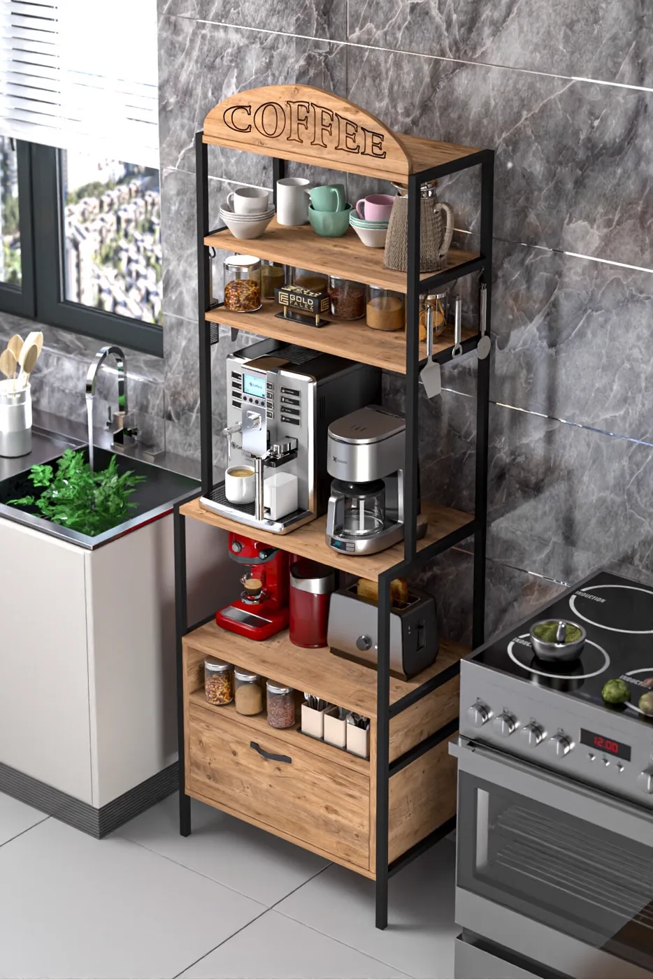 MD Metal Coffee Corner Brown