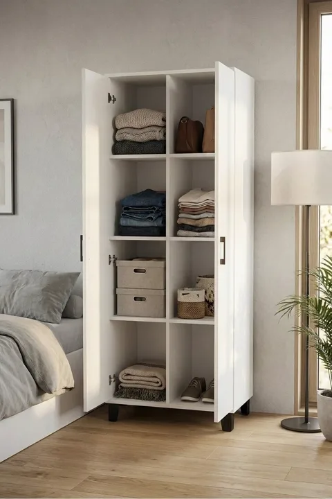 MD 8-Compartment Pantry Cabinet White 70 cm