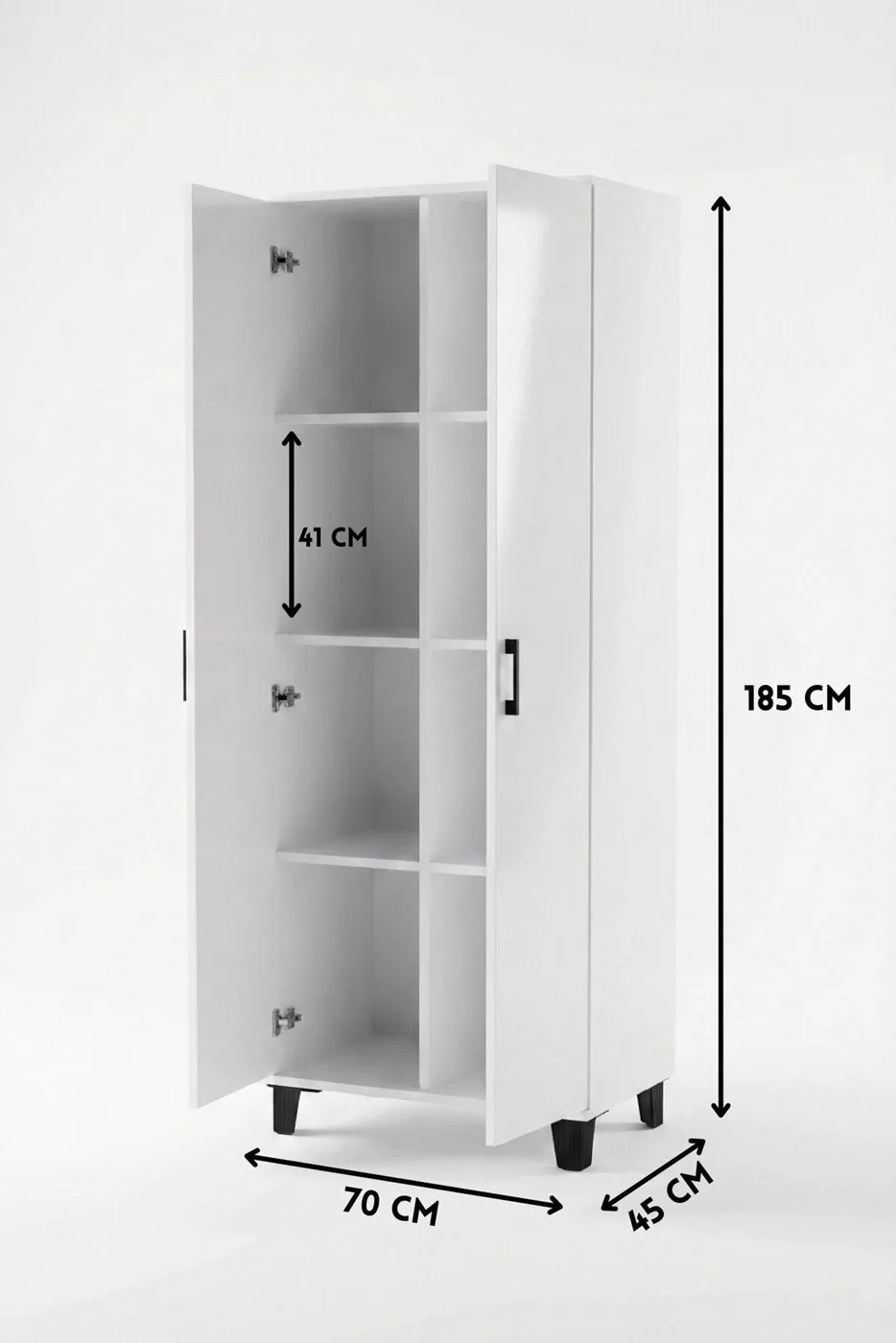 MD 8-Compartment Pantry Cabinet White 70 cm