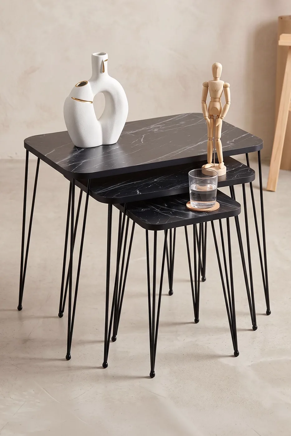 MD Metal Wire Rectangular Nesting Bendir Black 3-Piece
