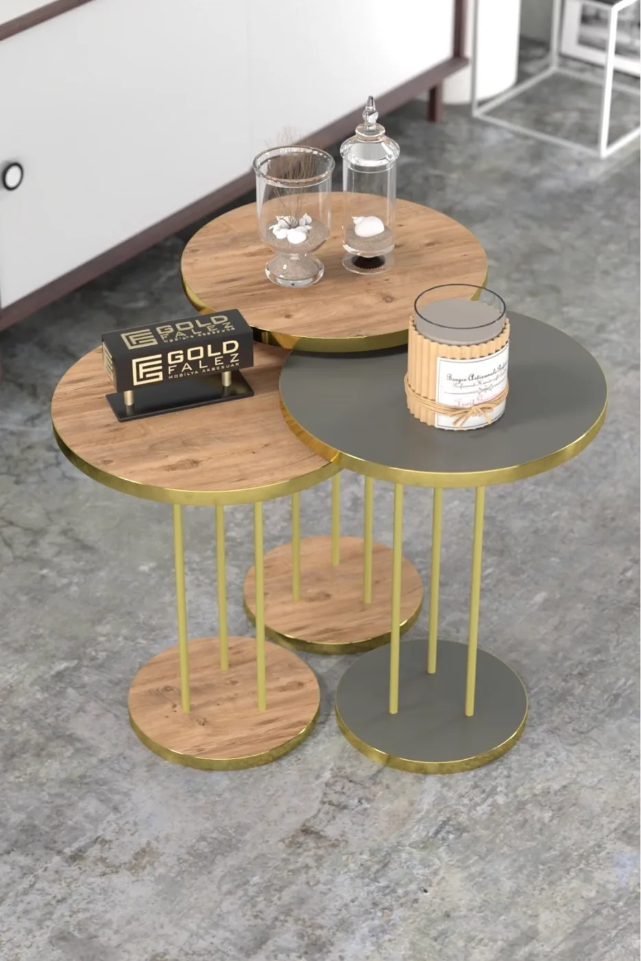 MD Gold Terra Nesting Walnut Brown 3-Piece