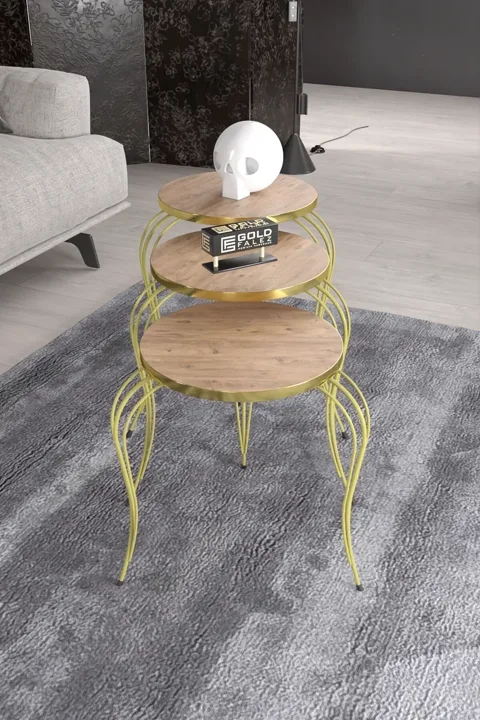 MD Lukens Nesting Table Pine Coffee