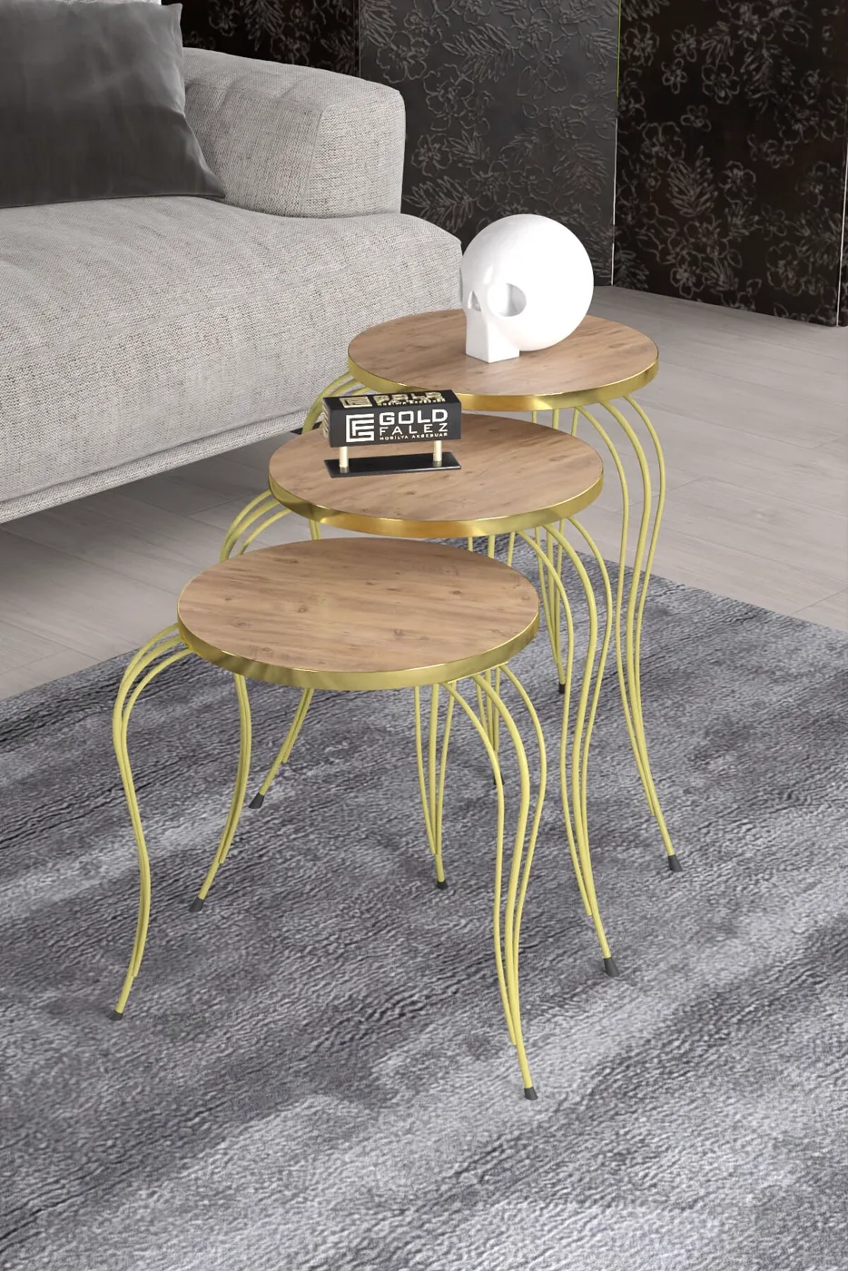 MD Lukens Nesting Table Pine Coffee