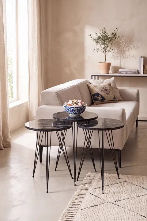 MD Wire Leg Nesting Table Black 3-piece