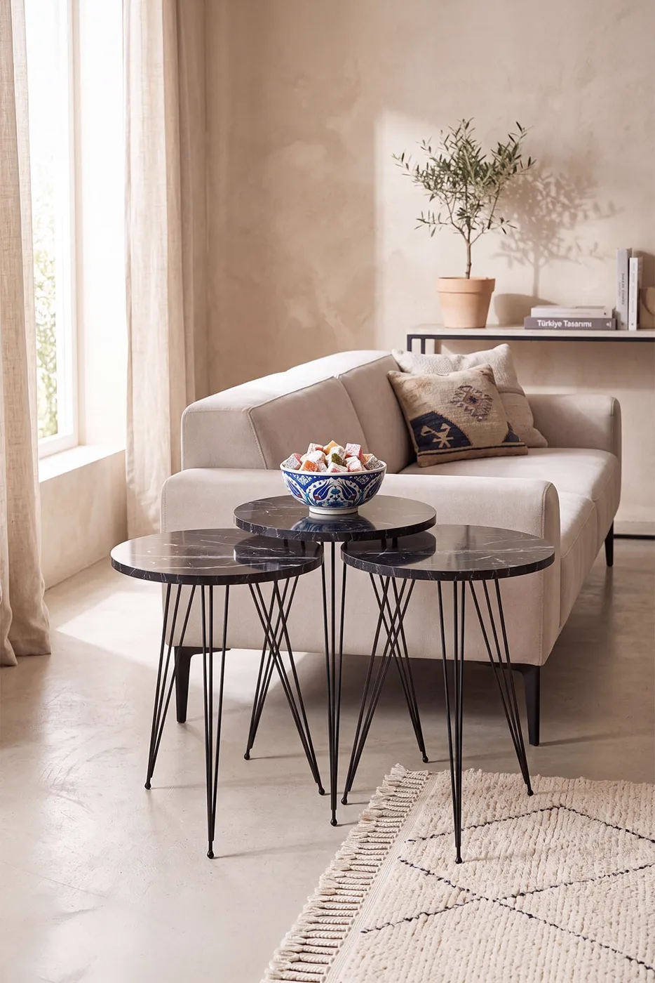 MD Wire Leg Nesting Table Black 3-piece