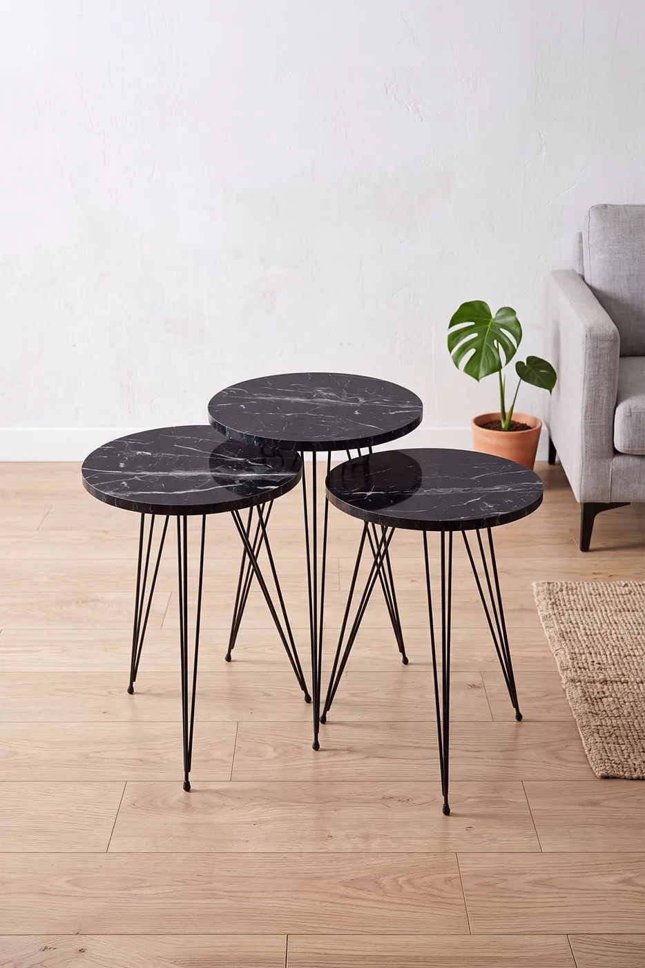 MD Wire Leg Nesting Table Black 3-piece