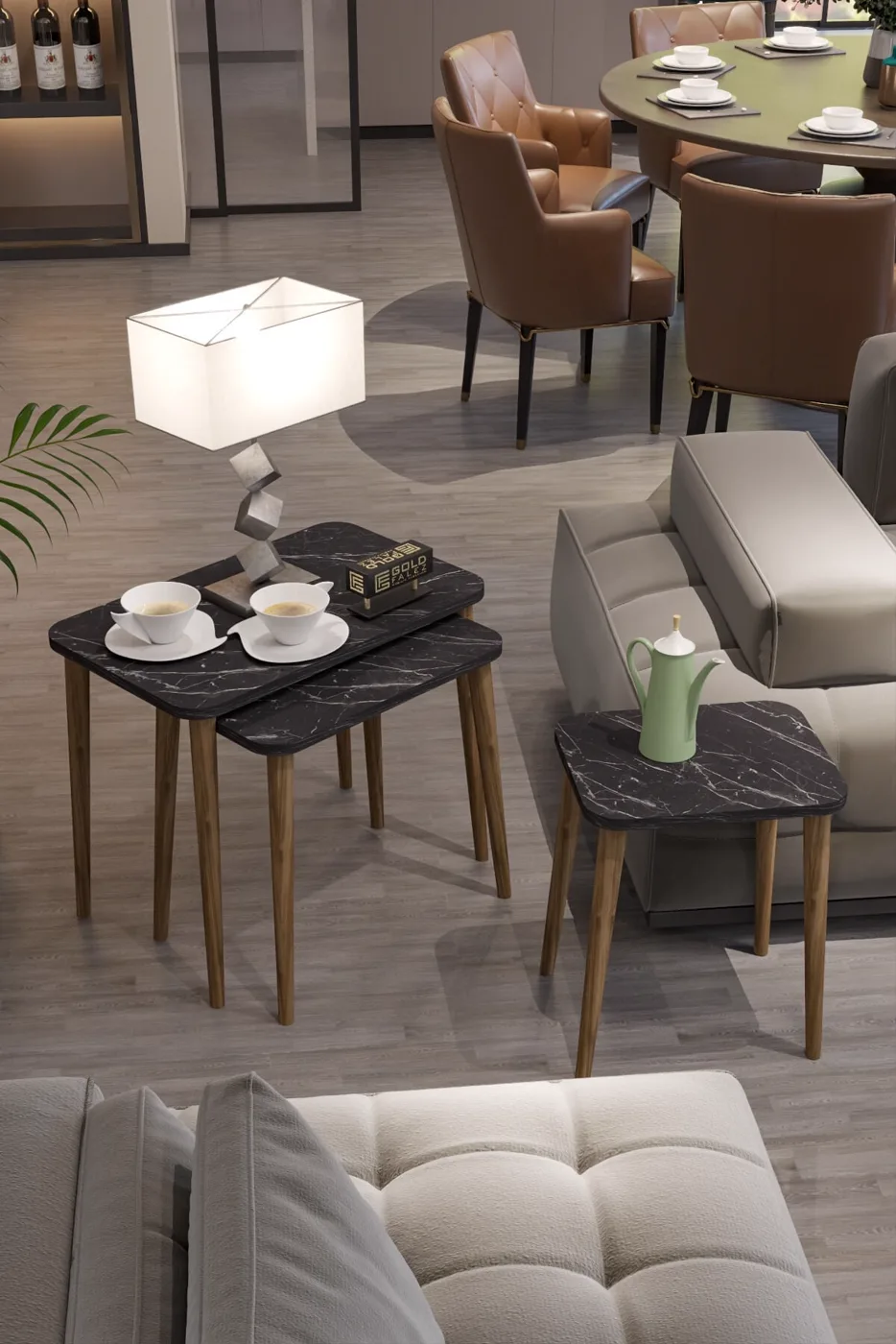 MD Torna Black 3-Piece Nesting Table