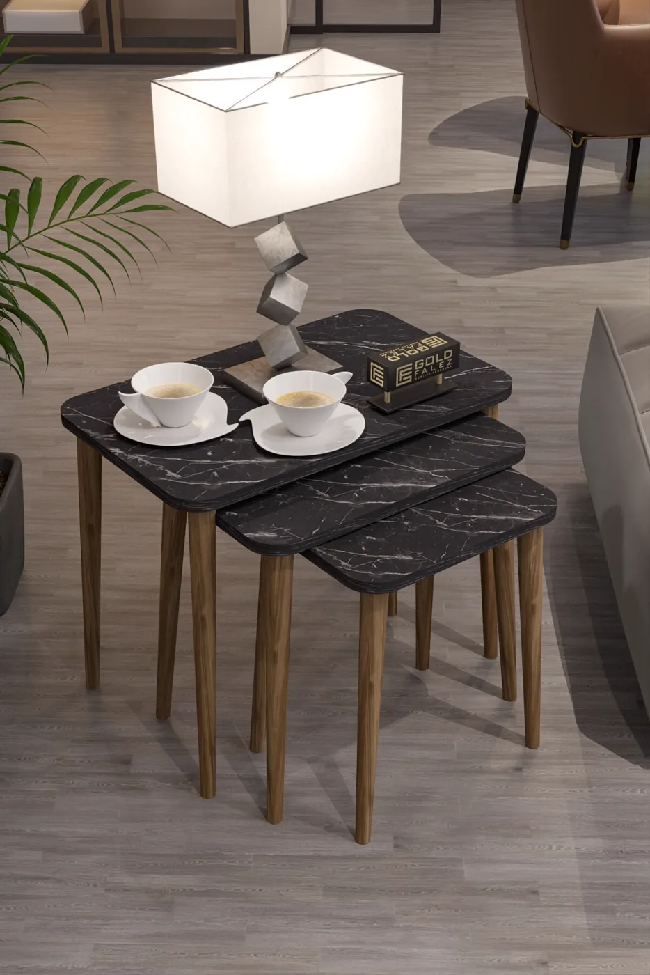 MD Torna Black 3-Piece Nesting Table