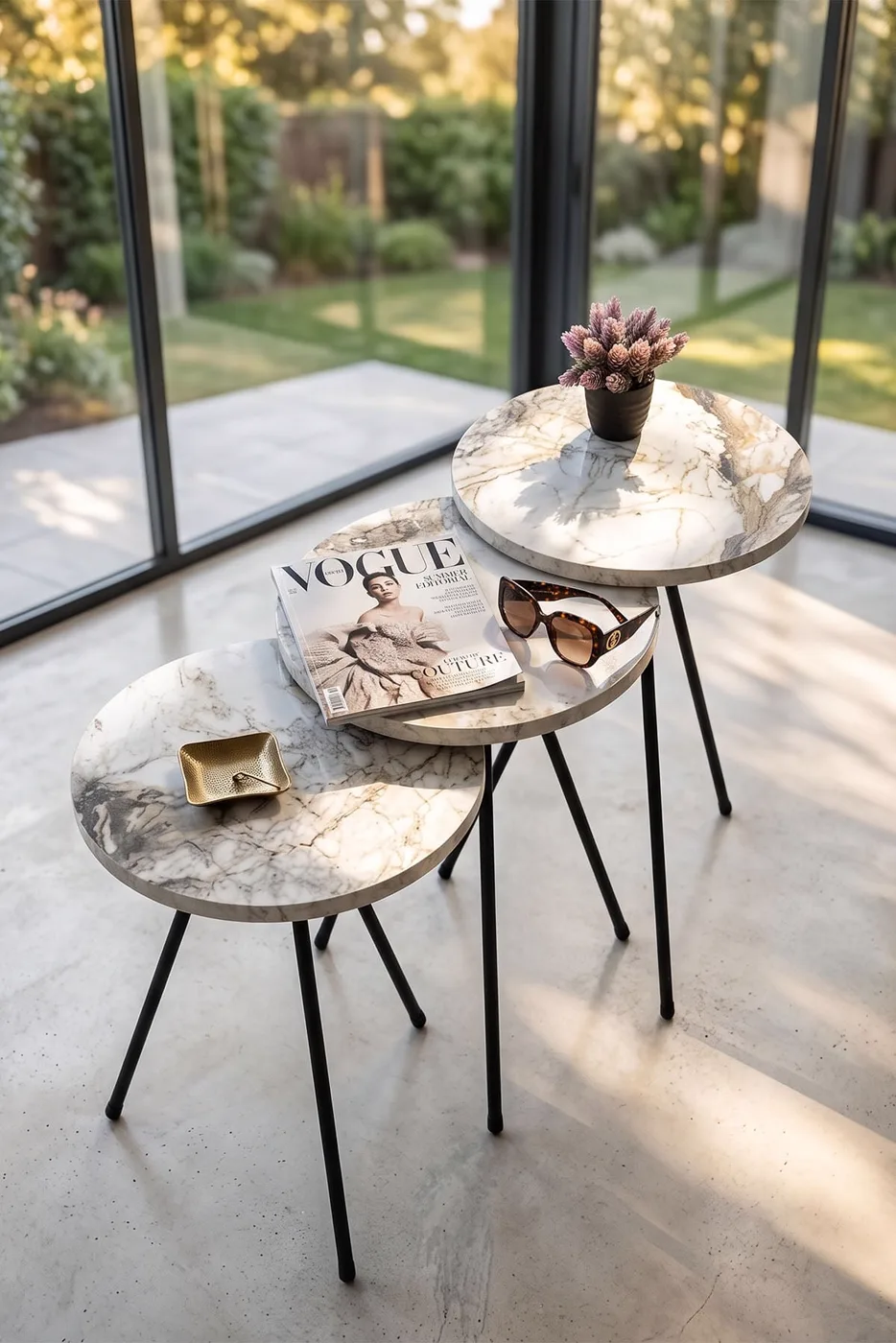 MD Efes White Metal Nesting Table
