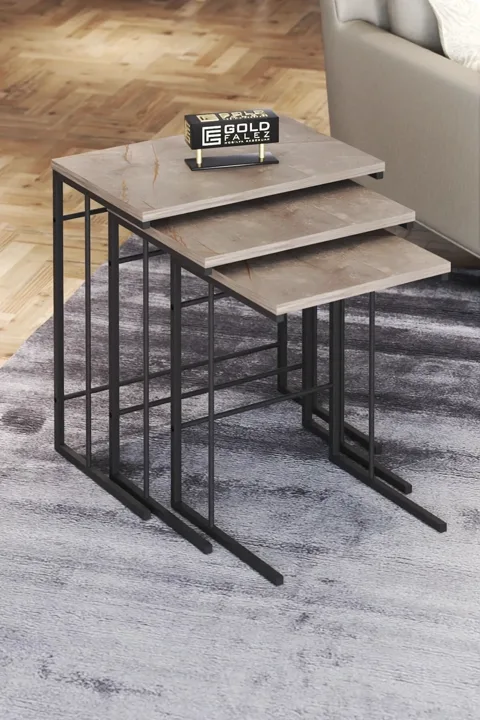 MD Solo Gordion Grey 3-Piece Nesting Table