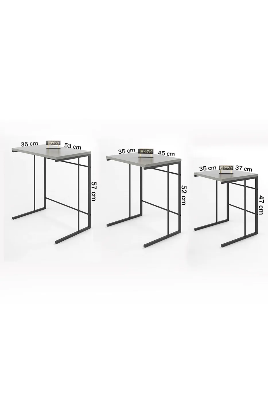 MD Solo Gordion Grey 3-Piece Nesting Table