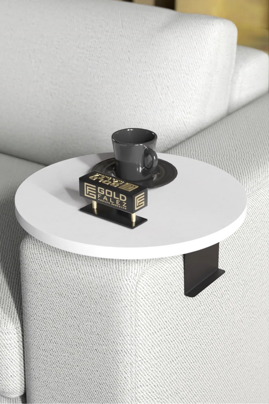 Ilkal Adjustable Sofa Arm Table White