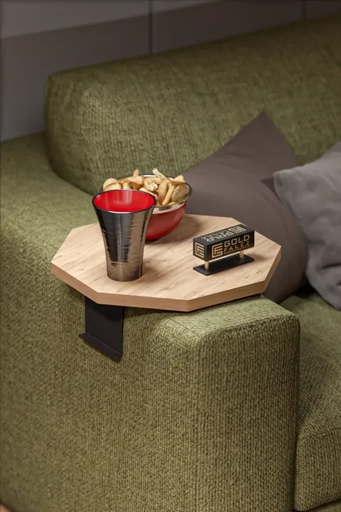 MD Adjustable Side Table Octagonal Walnut