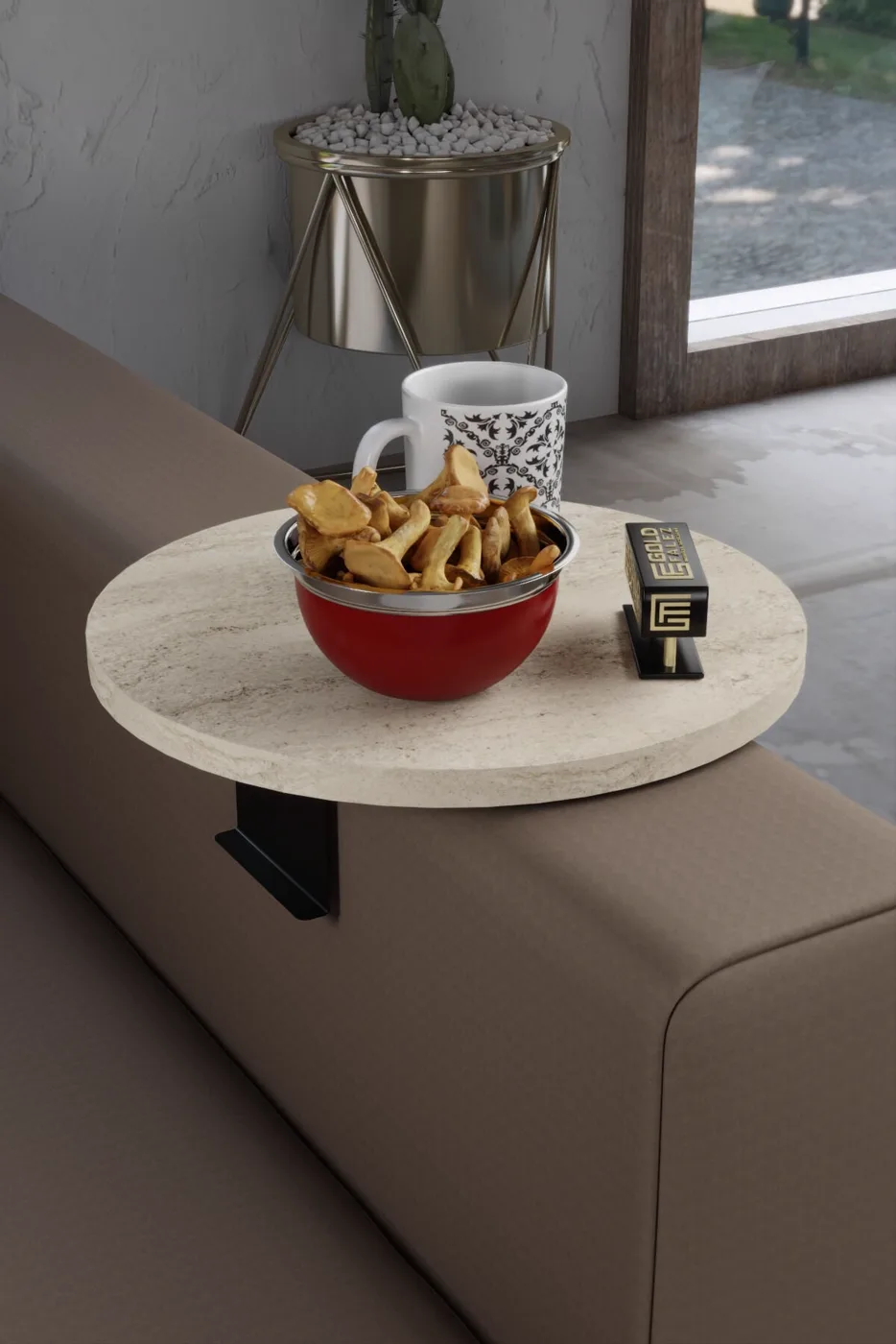 MD Armrest Side Table Ecru 34 cm