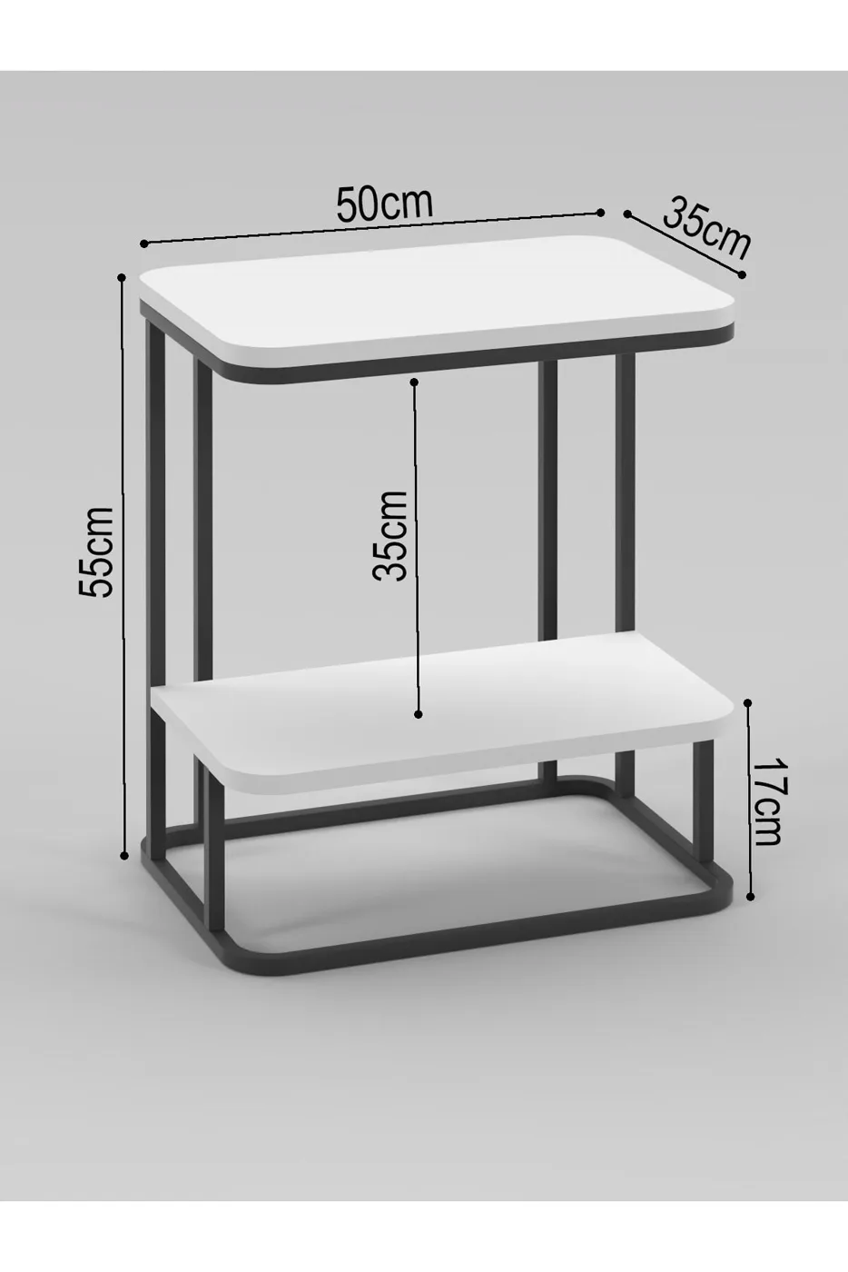 MD Sofa Side Table White 55 cm