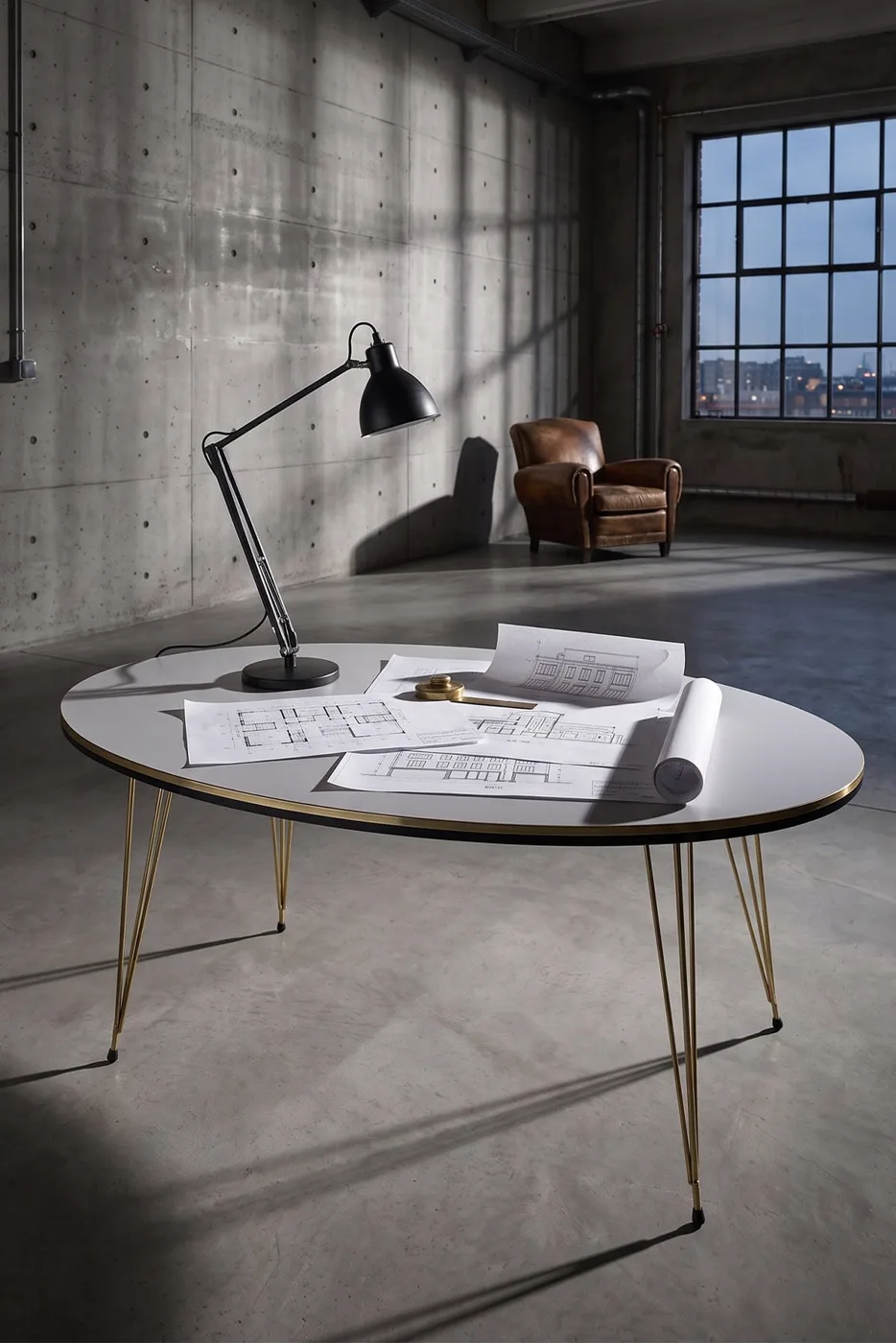 MD Gold Wire Oval Coffee Table, White