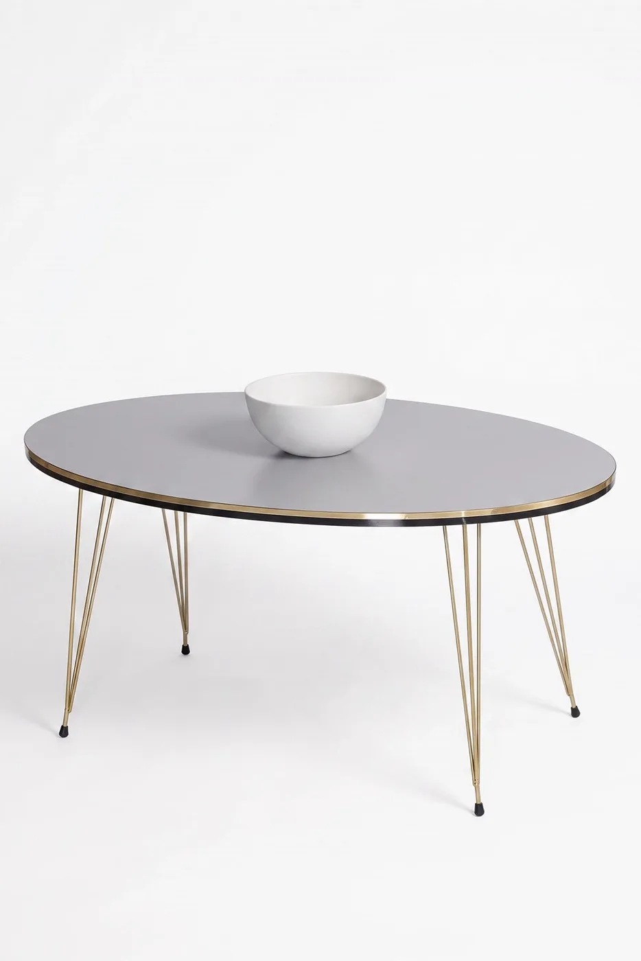 MD Gold Wire Oval Coffee Table, White