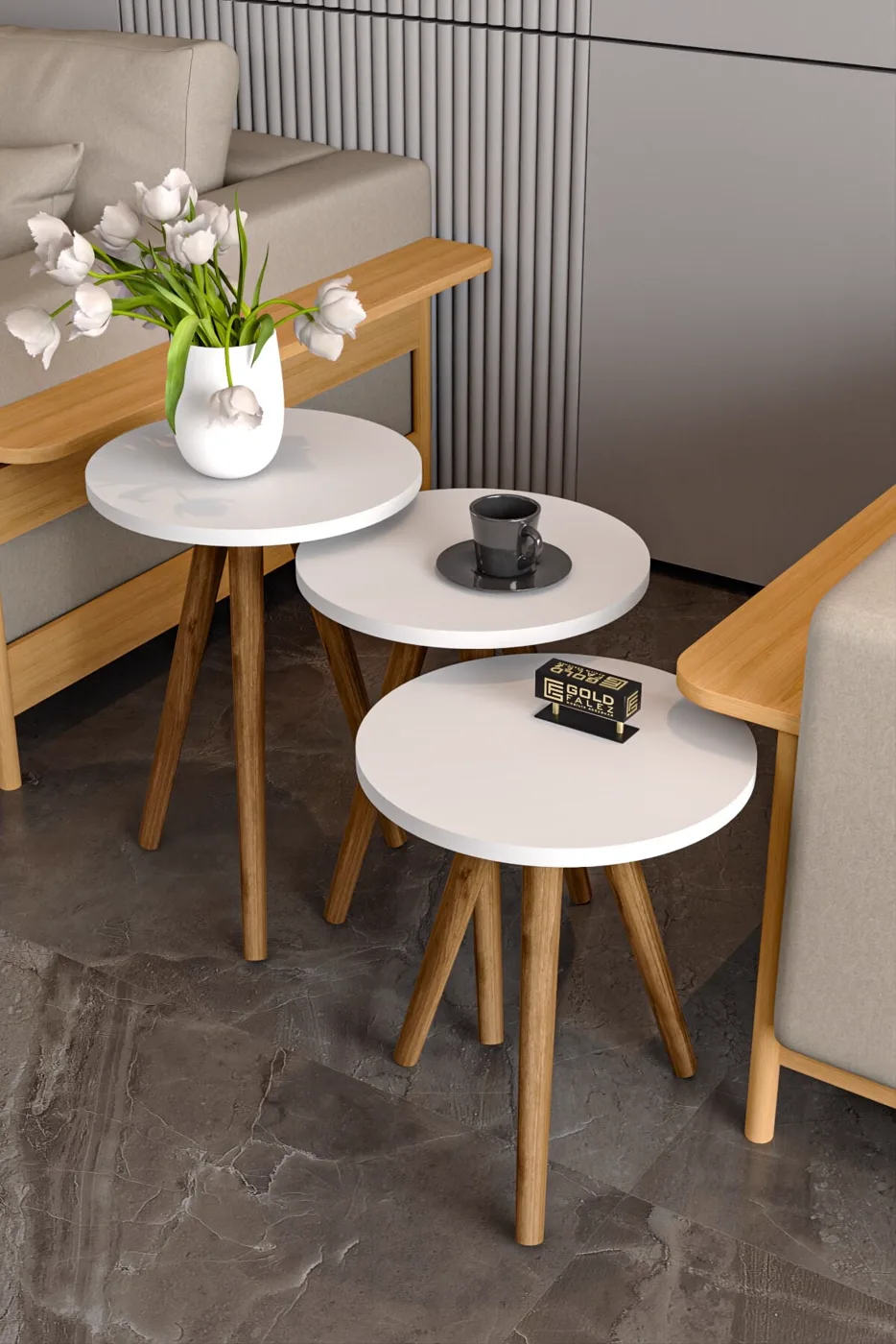 MD Turned Leg 4-piece Table Set White