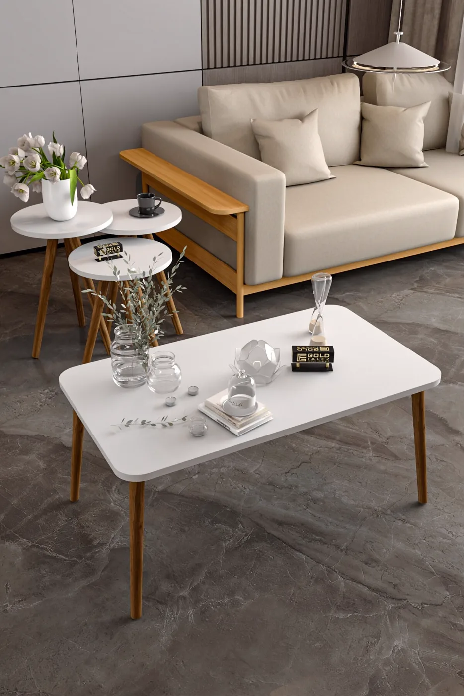 MD Turned Leg 4-piece Table Set White