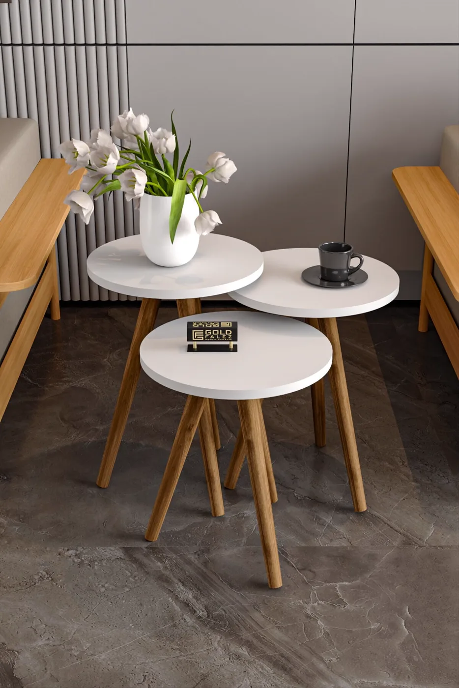 MD Turned Leg 4-piece Table Set White