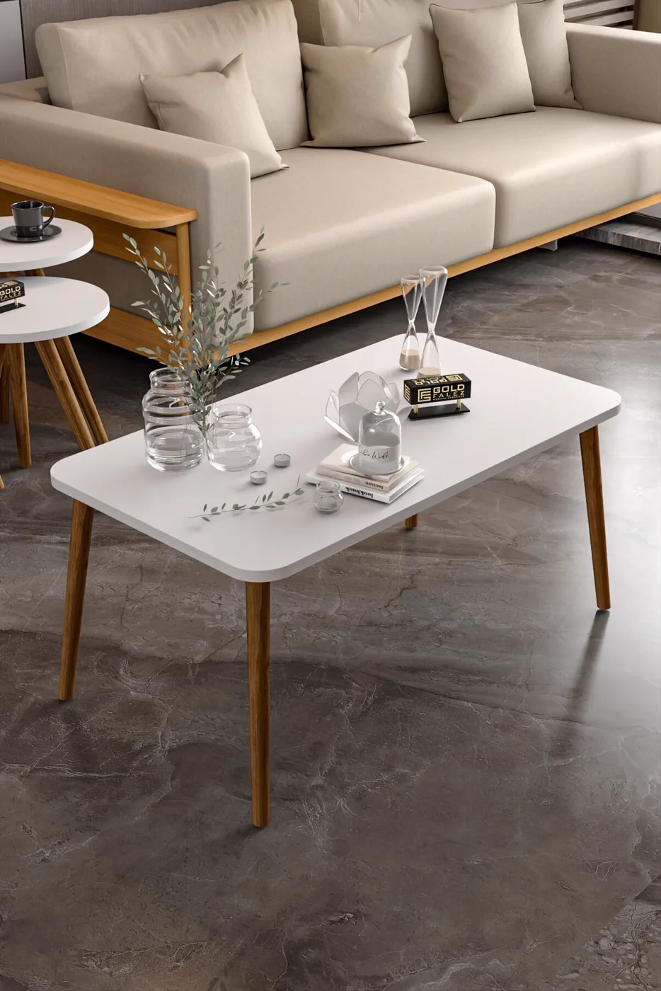 MD Turned Leg 4-piece Table Set White