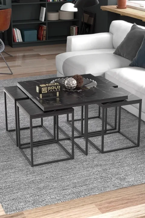 MD Gold Bendir Black 5-Piece Table Set