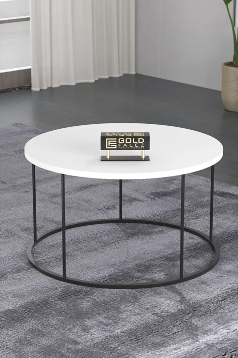 MD Black Legged Coffee Table White