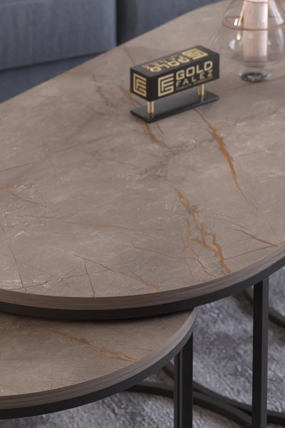 MD Dolunay Table Set Gordion Grey 3-Piece