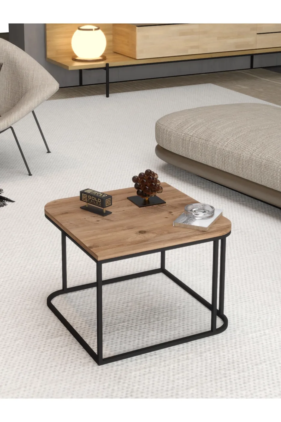 MD Table basse carrée Damla marron
