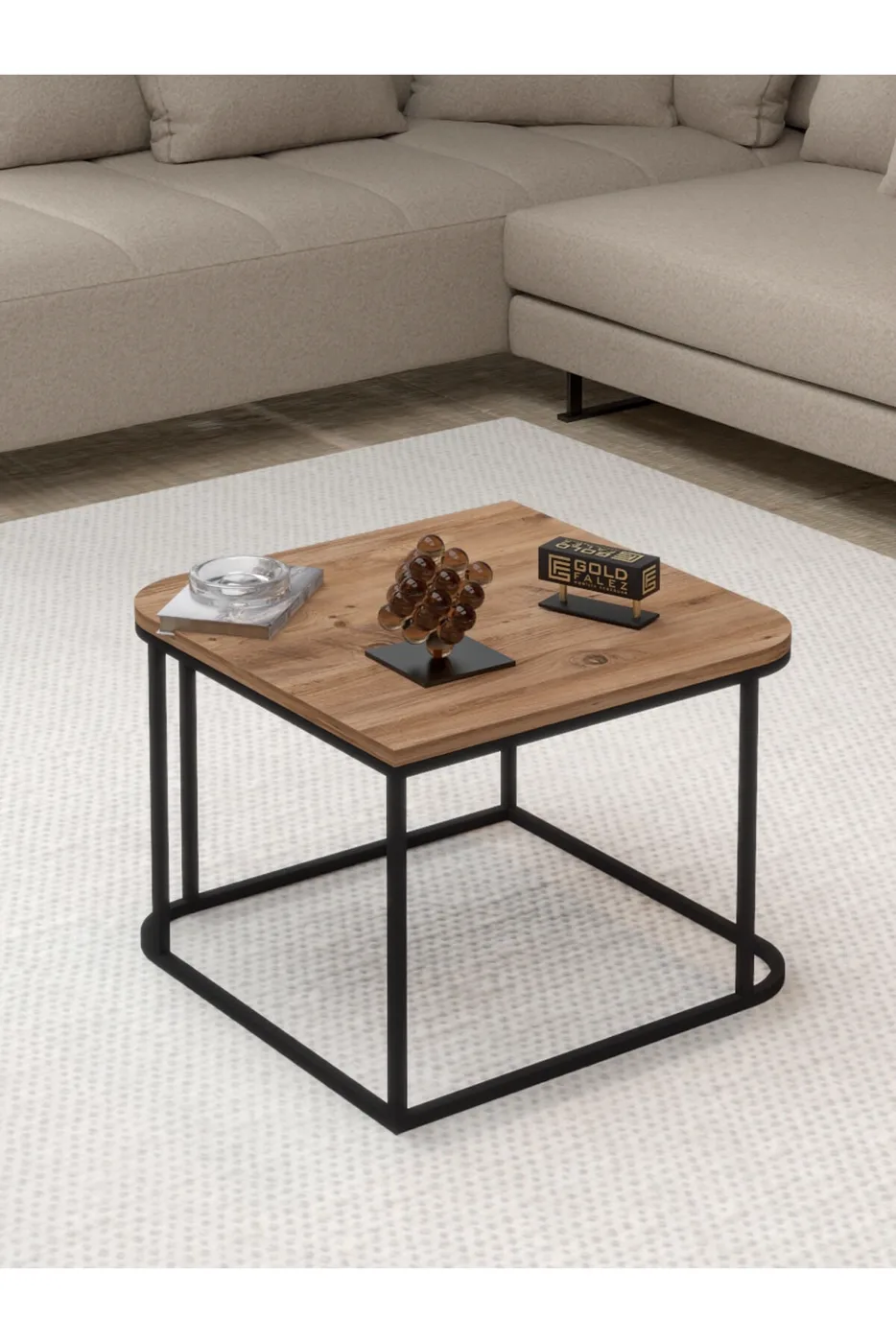 MD Table basse carrée Damla marron