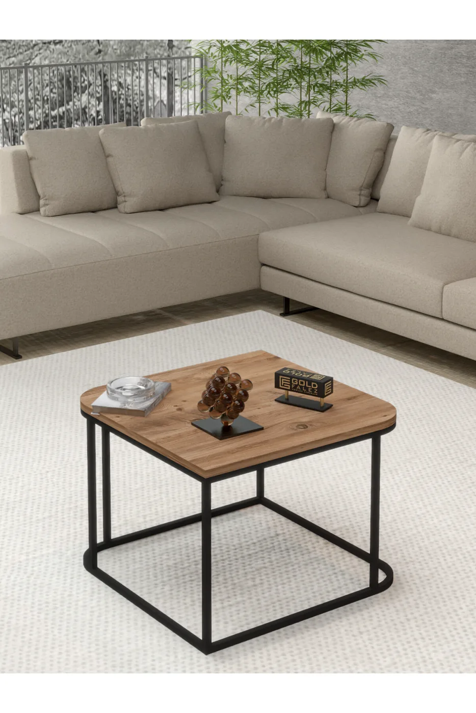 MD Table basse carrée Damla marron