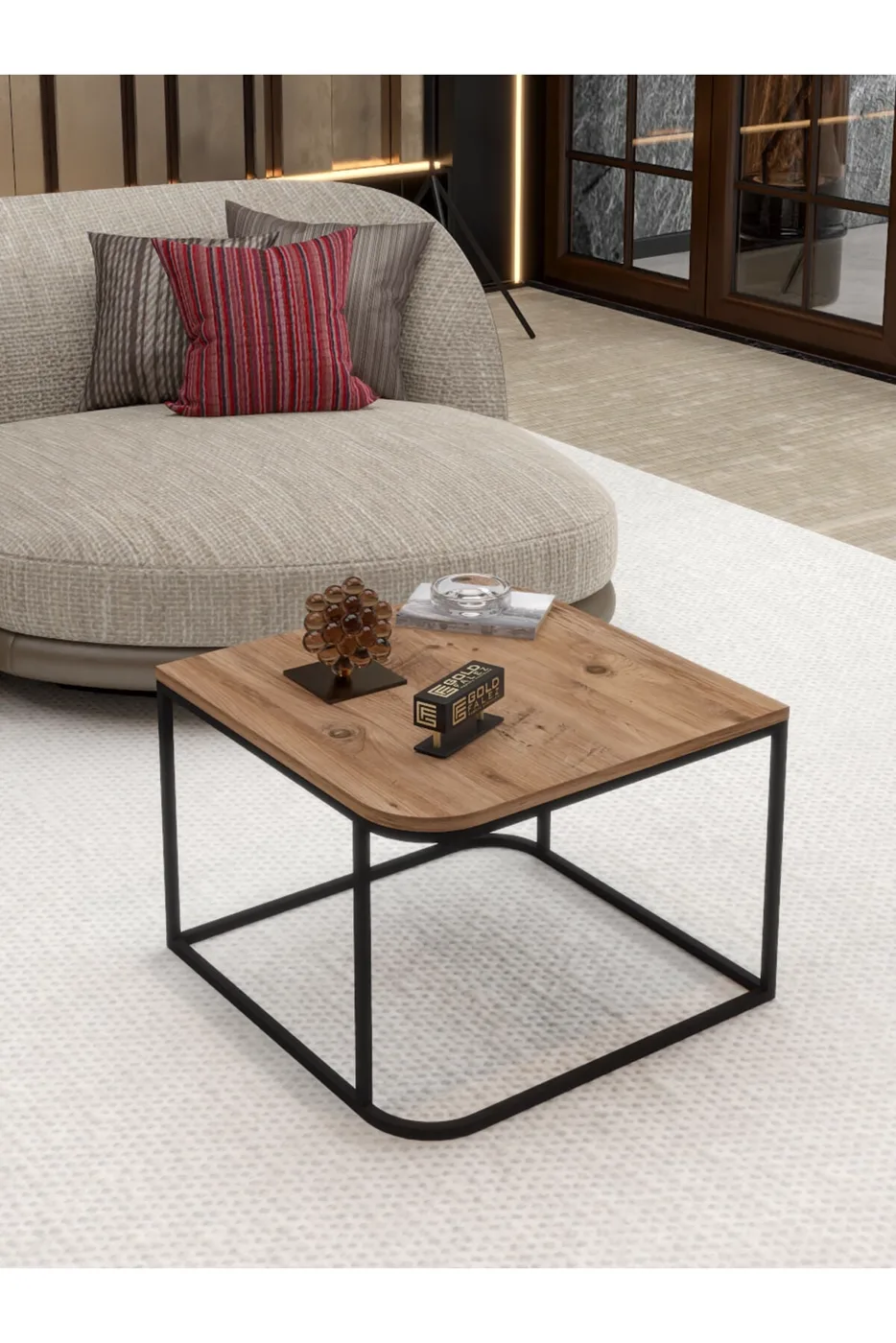 MD Table basse carrée Damla marron