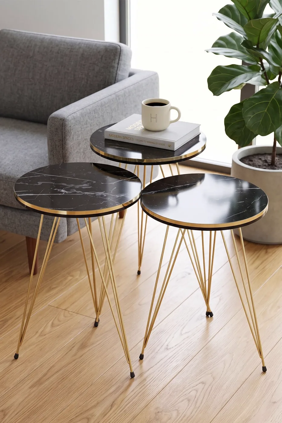 MD Gold Wire Round Nesting Bendir Black 3-Piece