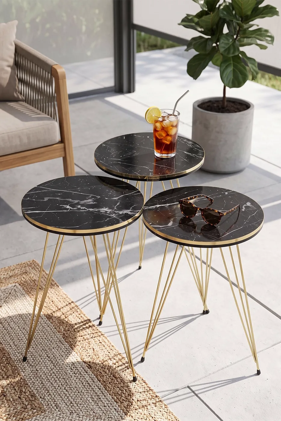 MD Gold Wire Round Nesting Bendir Black 3-Piece