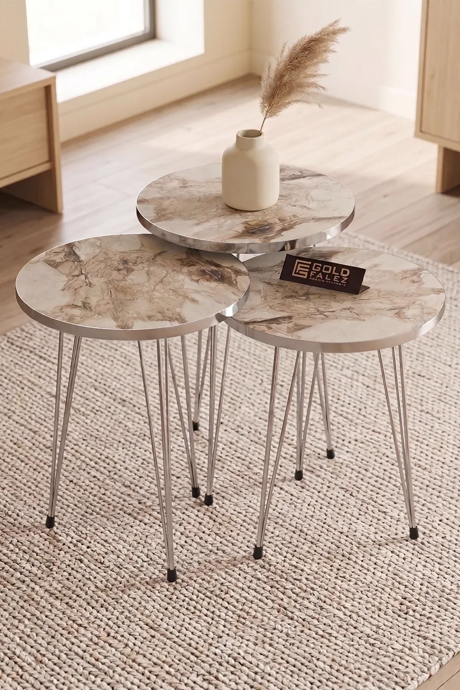 MD Silver Wire Nesting Efes White 3-Piece