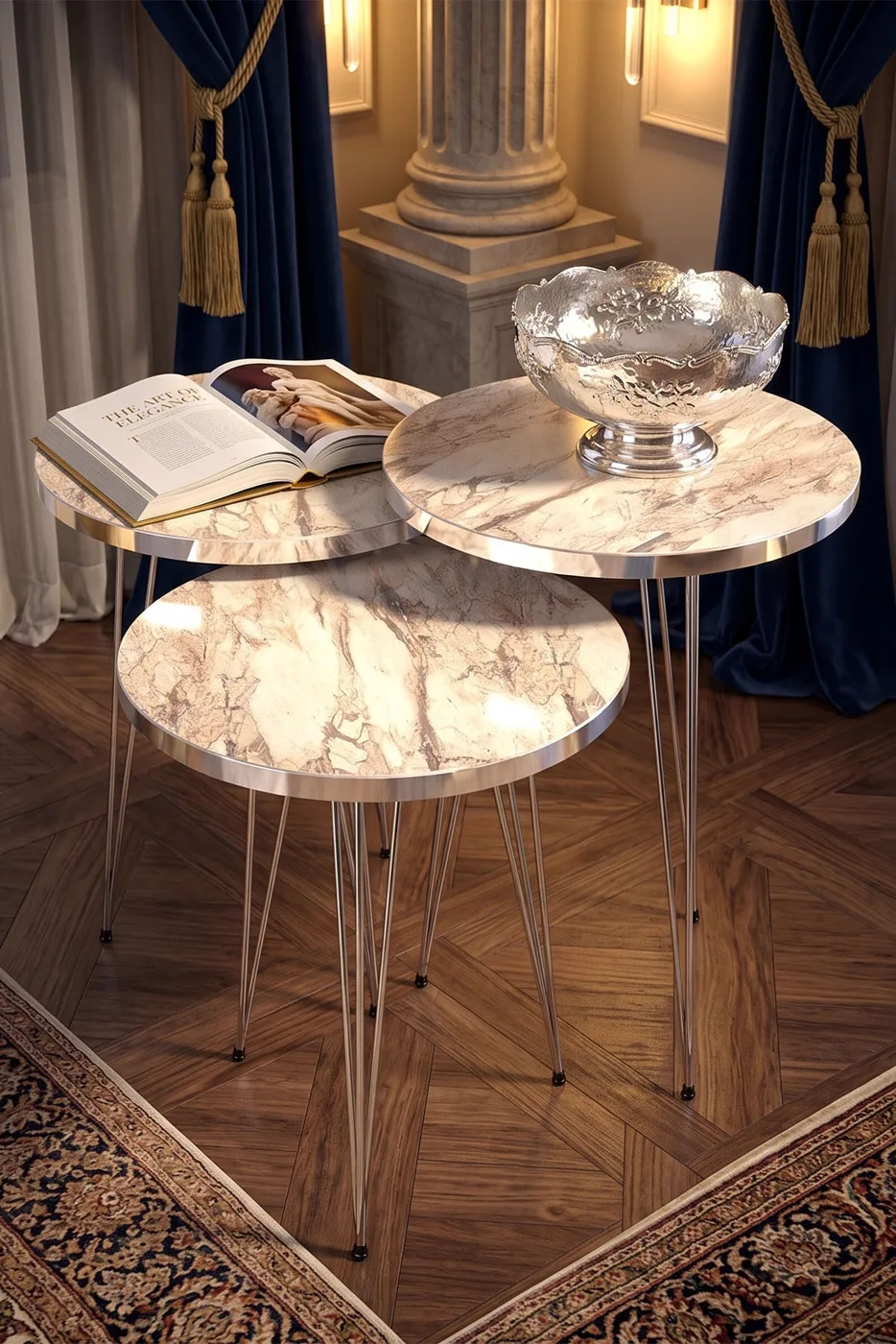 MD Silver Wire Nesting Efes White 3-Piece