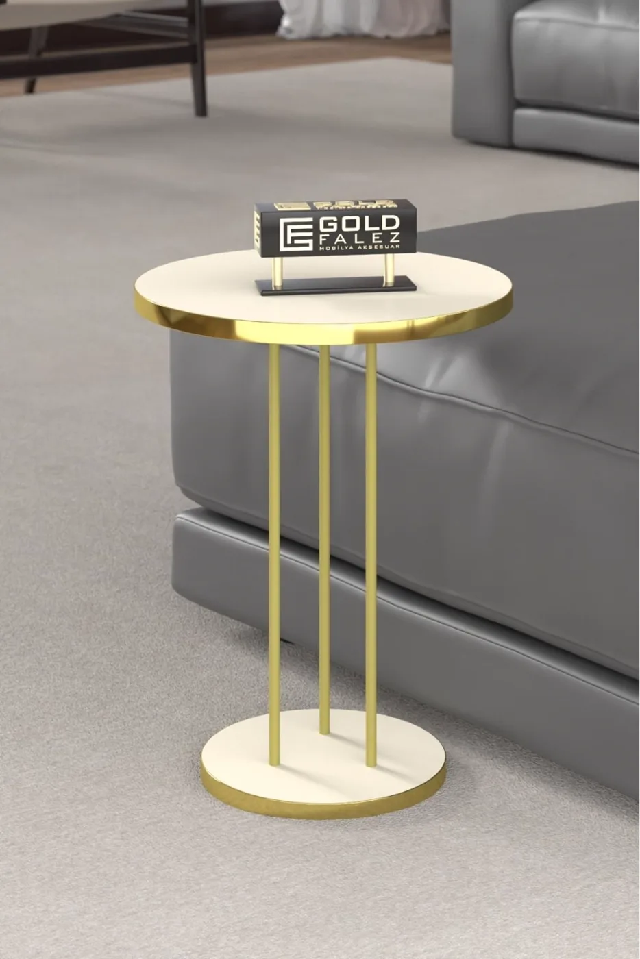 MD Gold Terra Nesting Tables Cream Beige 3-Piece