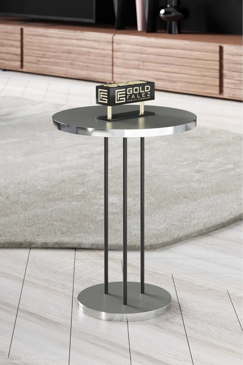 MD Silver Terra Nesting Tables Walnut Anthracite 3-Piece