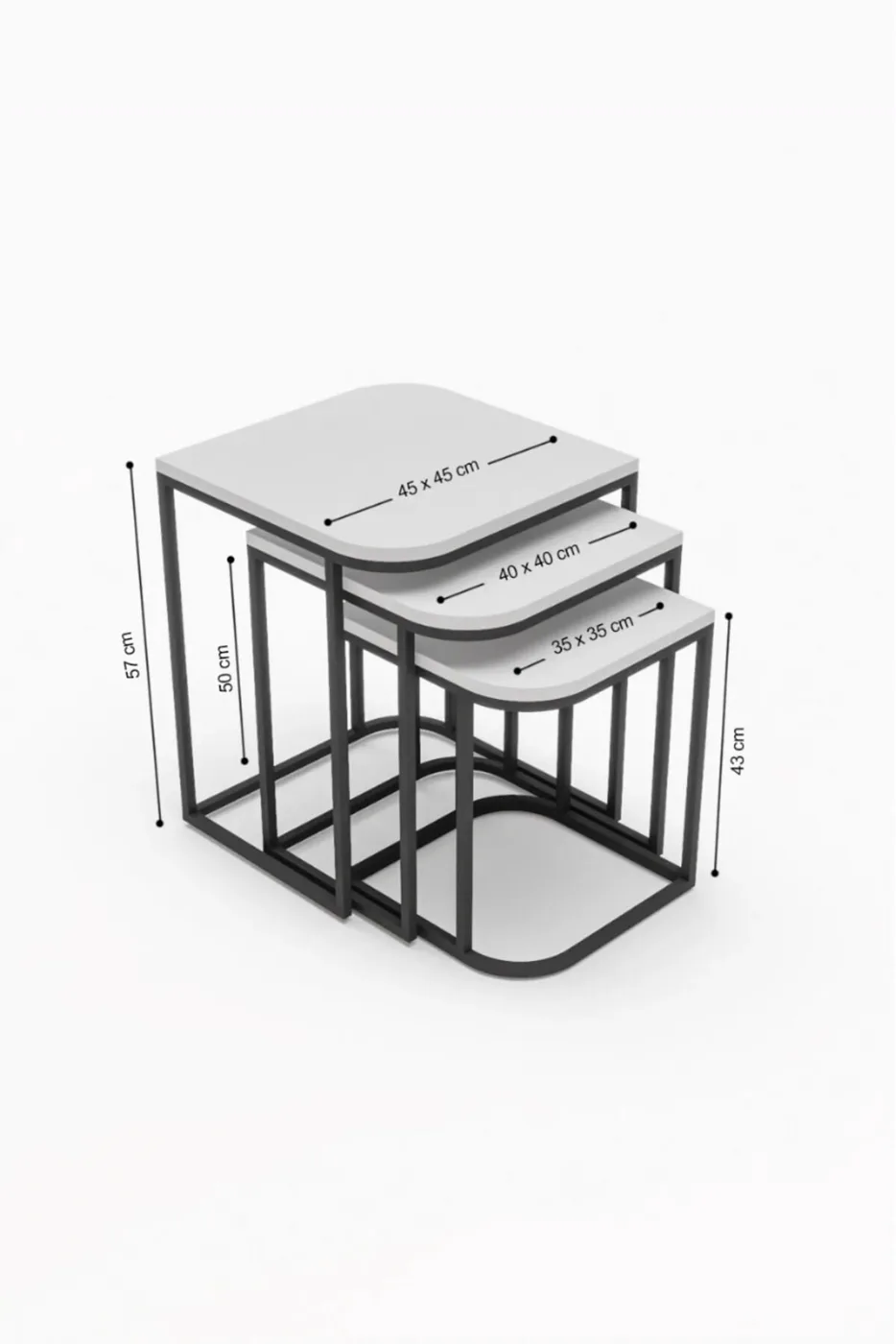 MD Damla Nesting Tables Brown 3-Piece
