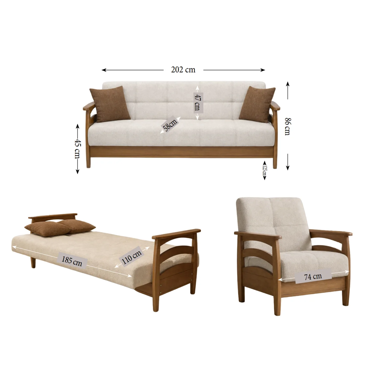 MD Efes Scandinavian Sofa Set MDN103