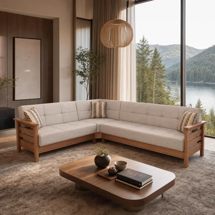 MD Royal Scandinavian Straight Corner Sofa Set MDN104