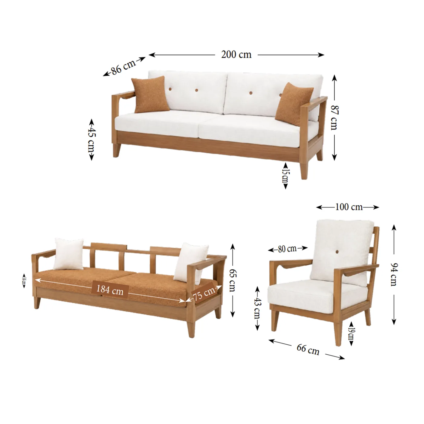 MD Flamingo Scandinavian Sofa Set MDN112