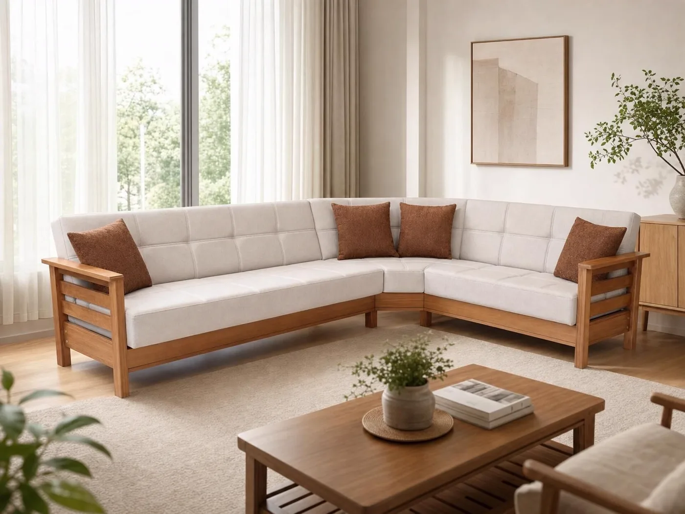 MD Royal Scandinavian Oval Corner Sofa Set MDN104