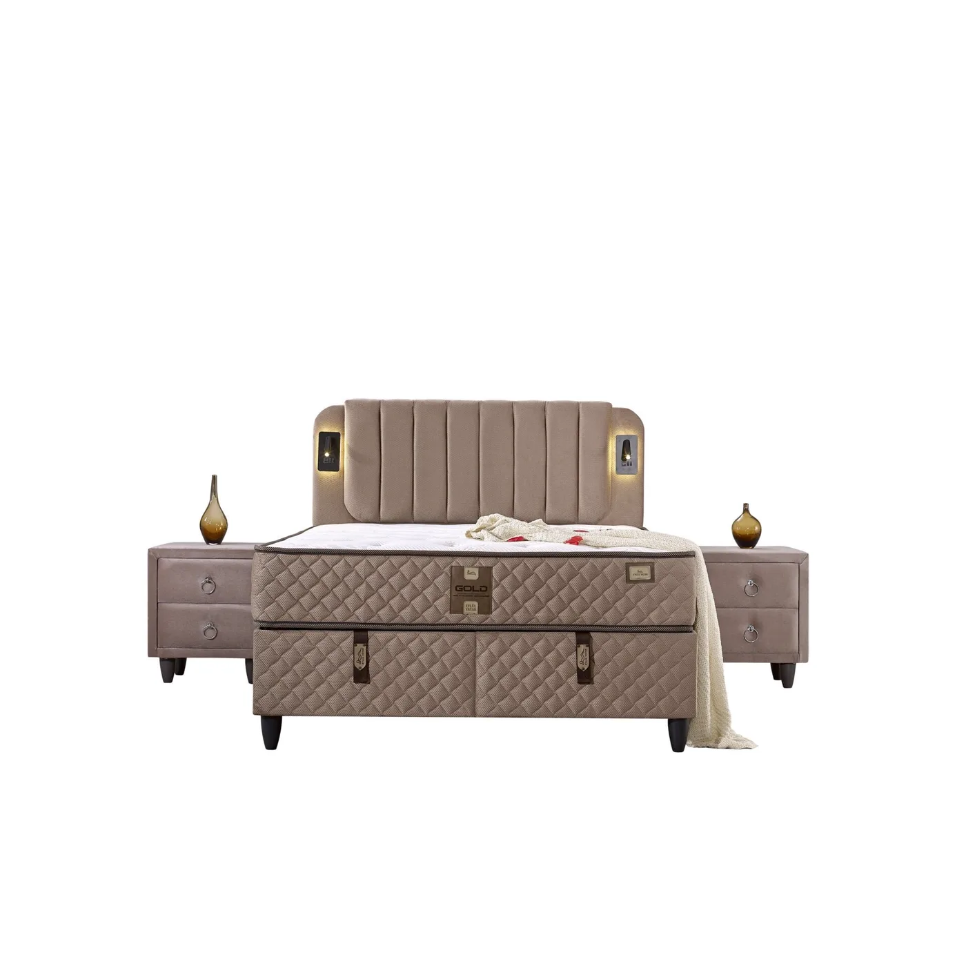 Arya 150x200 Double Mattress, Divan Base, Headboard Set EY3009