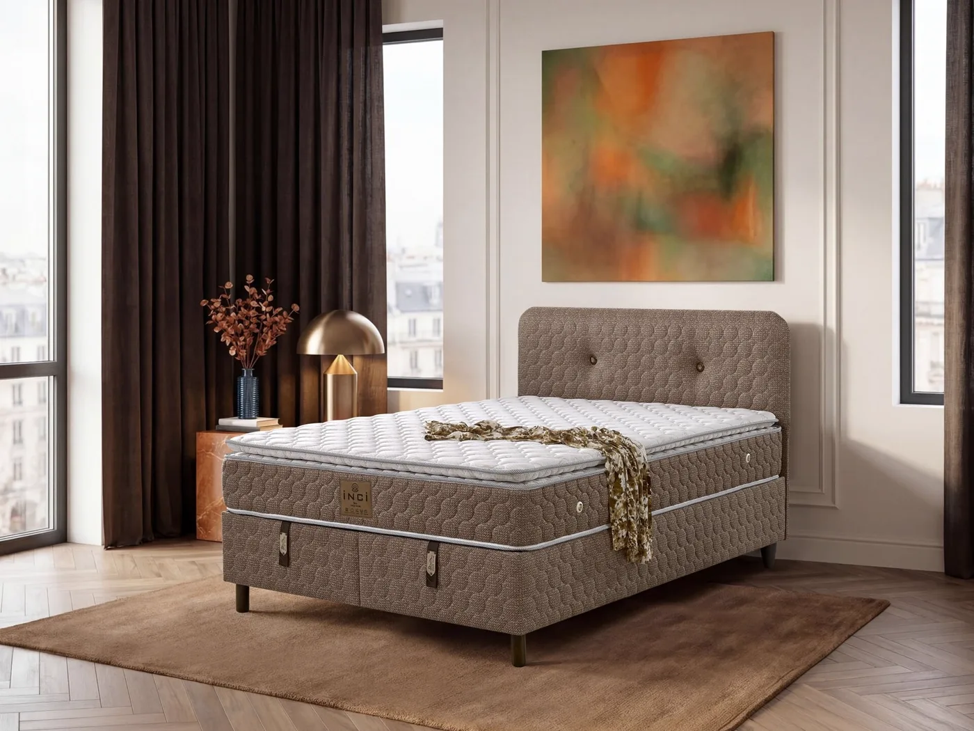Loya 140x190 Double Mattress, Divan Base, Headboard Set EY3023