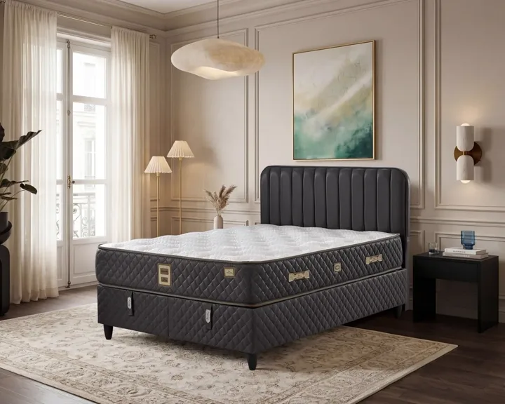 Oslo 150x200 Double Mattress, Divan Base, Headboard Set EY3022